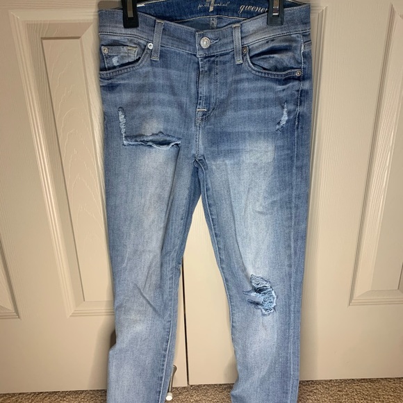 Denim - 7 For All Mankind skinny ripped jeans — size 26
